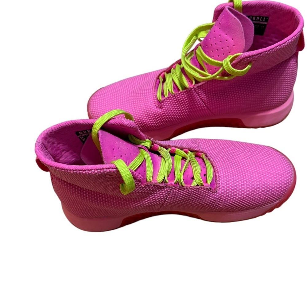 Vibrant Pink and Neon Green High-Top Sneakers - Picture 5 of 16
